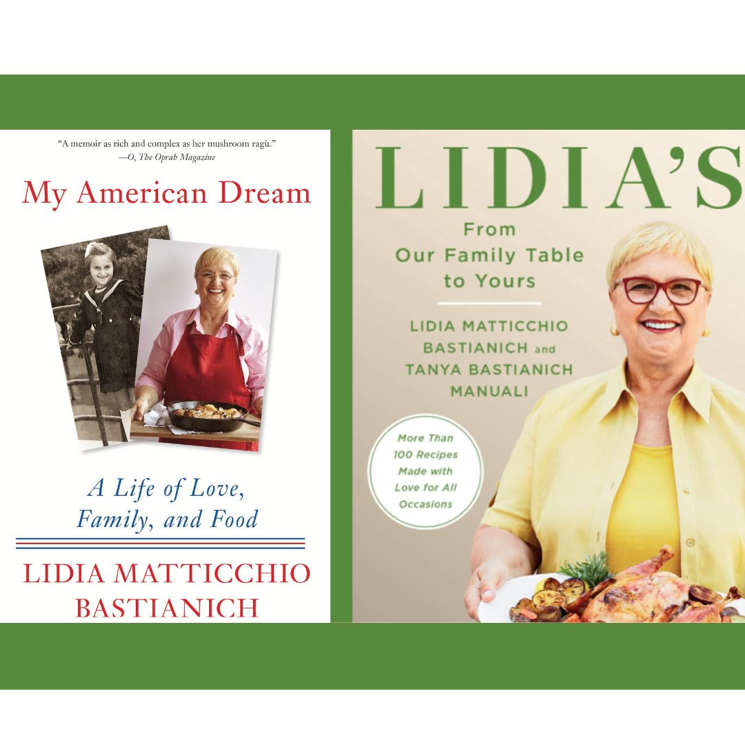 Photo of author Lidia Bastianich's 2 books My American Dream and Lidia's