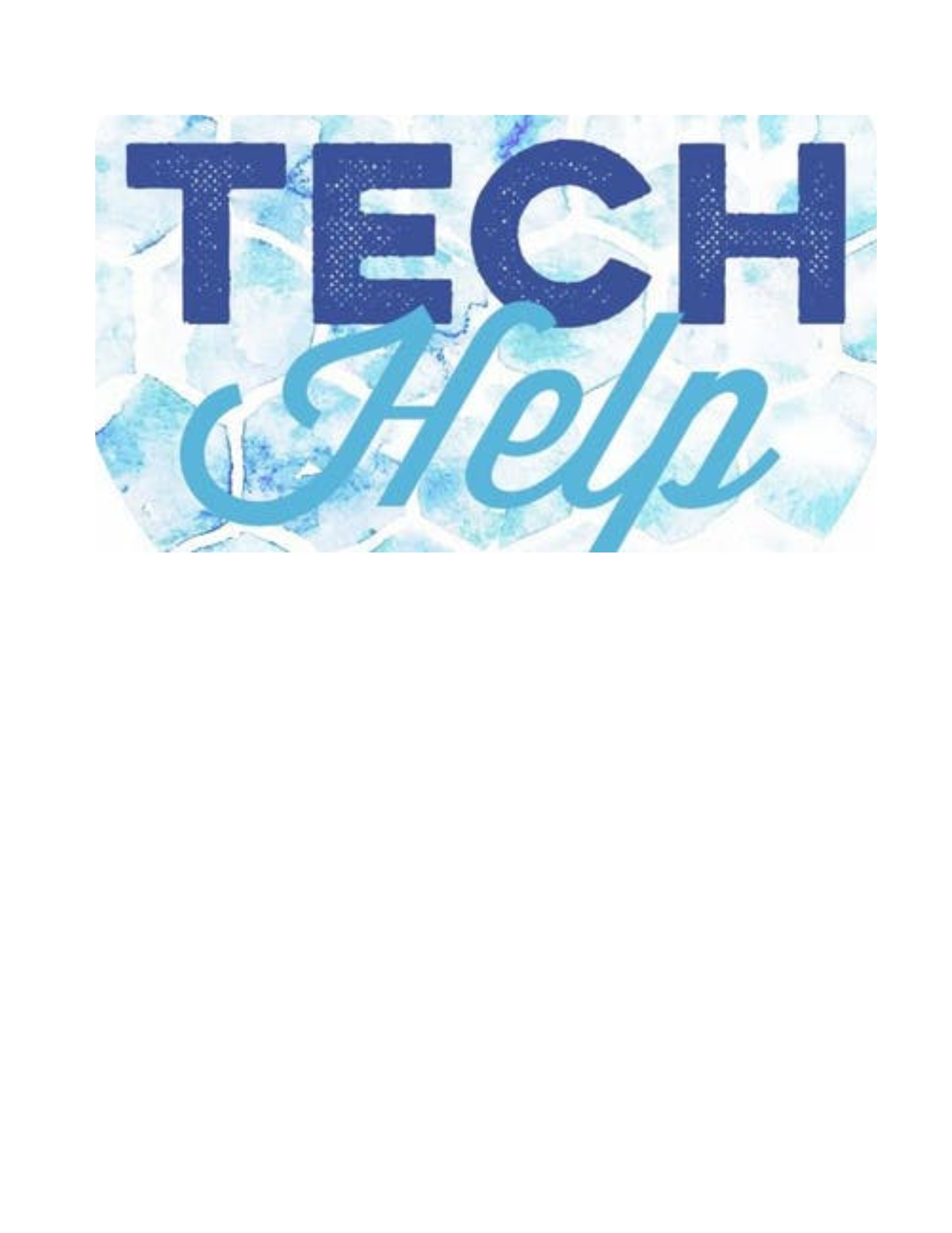 Tech Help written in blue