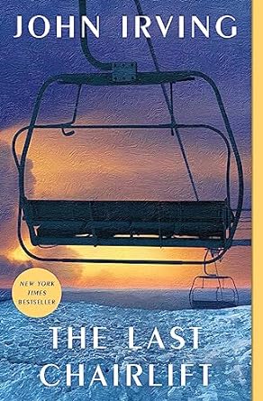 Image of a ski chairlift with author's name and book title superimposed
