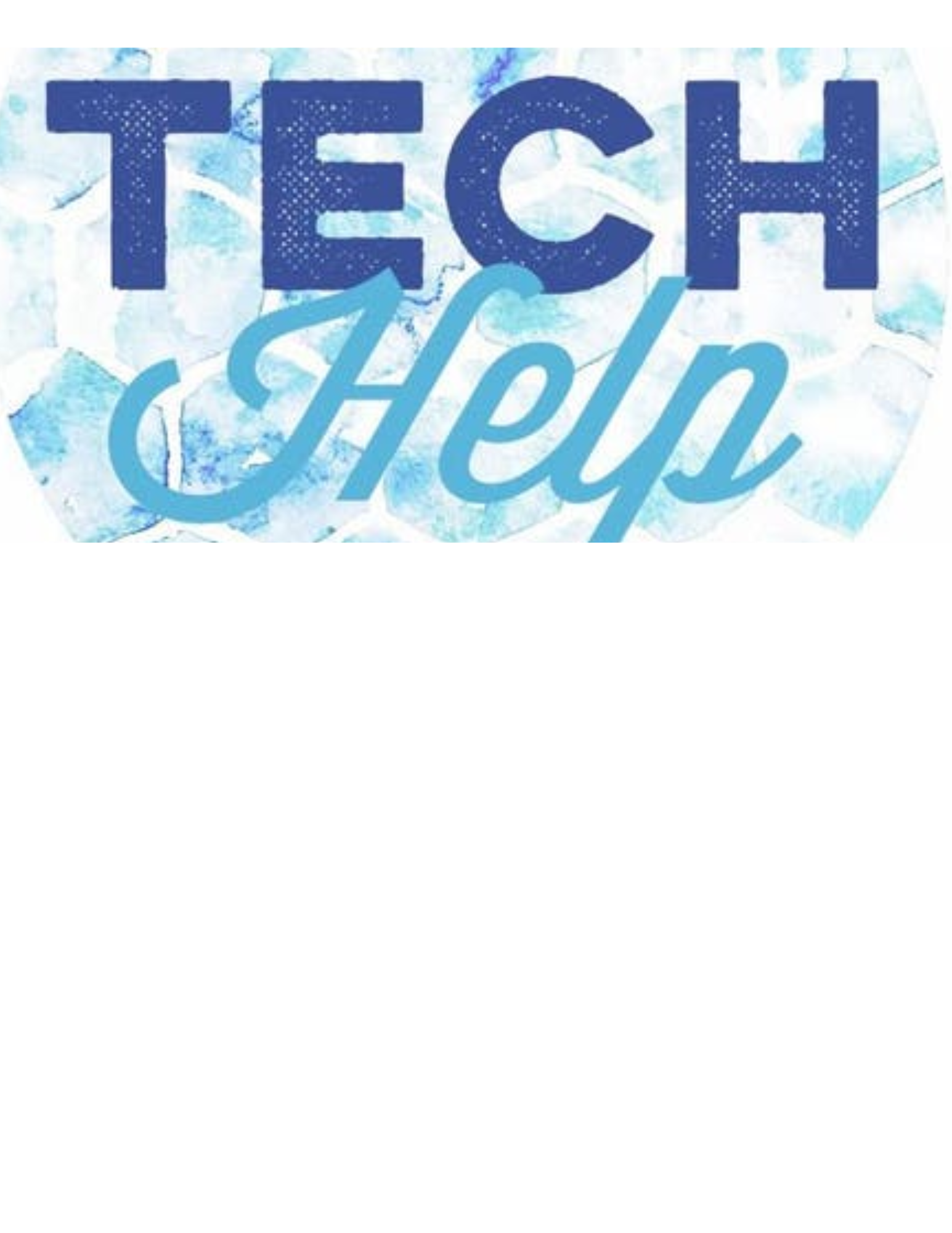 Tech Help written in blue