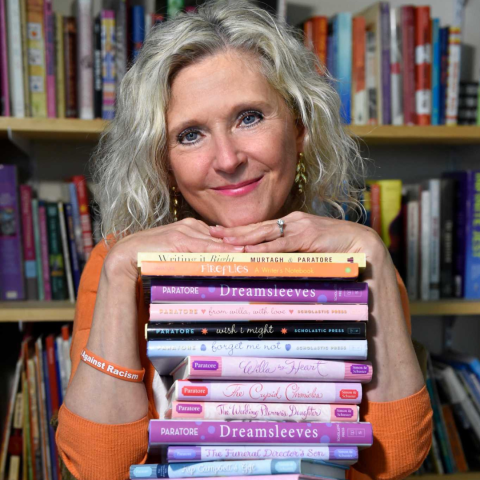 Coleen Paratore and a stack of her published books!