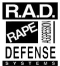 Black and white logo for the R.A.D. self-defense program