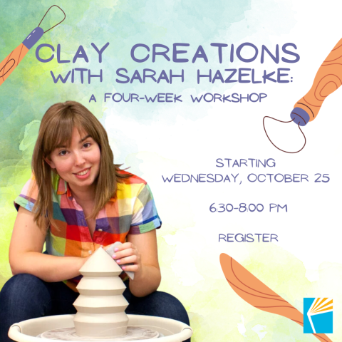 Photo of Sarah Hazelke at pottery wheel