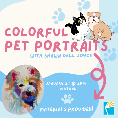 Image of flyer with dog portrait, title/day/time of program