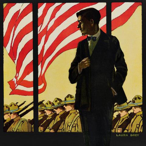 Laura Brey's graphic poster for WWI Enlistment; US Flag