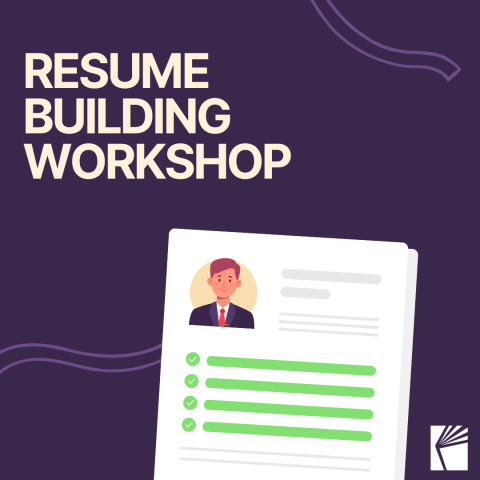 "Resume Building Workshop" written with a piece of paper 