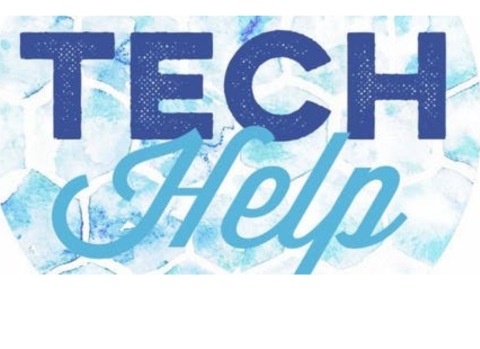 Tech Help written in blue