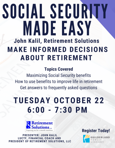 Social security made easy in black Retirement Solutions in purple