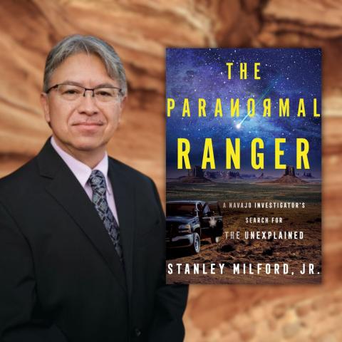 Photo of author Stanley Milford Jr alongside the cover of his book 'The Paranormal Ranger'