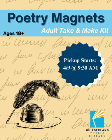 Poetry Magnets Adult Take & Make Kit, Pickup starts 4/9 @ 9:30 AM Ages 18+