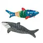Painted wooden sharks