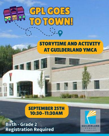Icon of GPL over photo of Guilderland YMCA