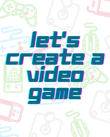 let's create a video game in blue background video game consoles, joysticks