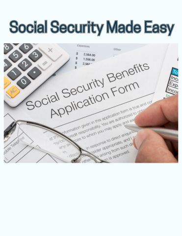 Social Security made easy; calculator, social security benefits application form, glasses, hand in photo