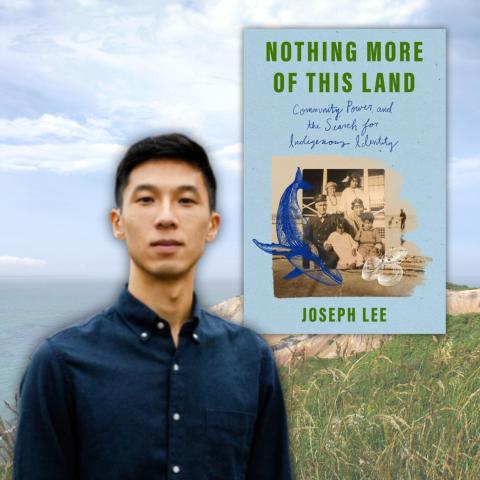 Photo of author Joseph Lee alongside the cover of his book 'Nothing More Of This Land'