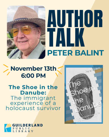 Author Visit Peter Balint Thursday November 13 at 6 PM