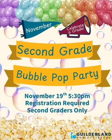 Image of balloons, bubbles, and popcorn.