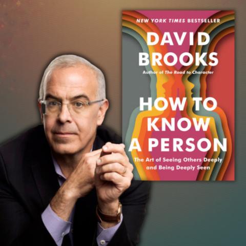 Photo of author David Brooks alongside the cover of his book 'How To Know A Person'