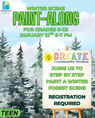 Create Community Studios Joins us to step by step paint a winter forest scene.