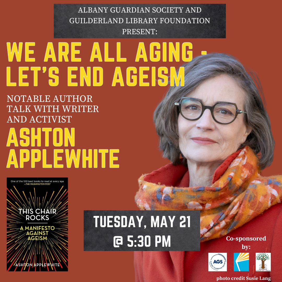 Photo of Ashton Applewhite, title/date/time of program