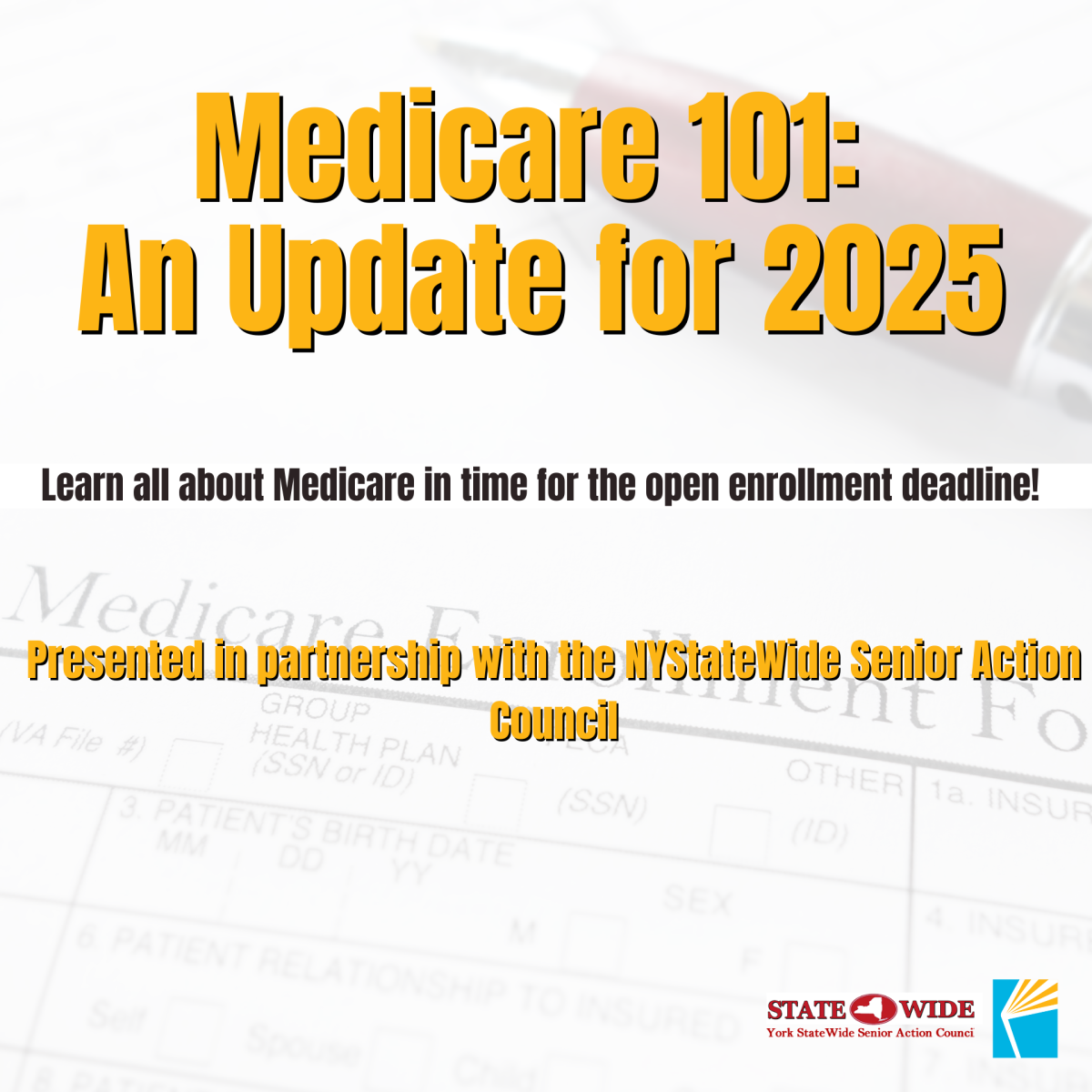 Medicare 101 yellow letters with statewide