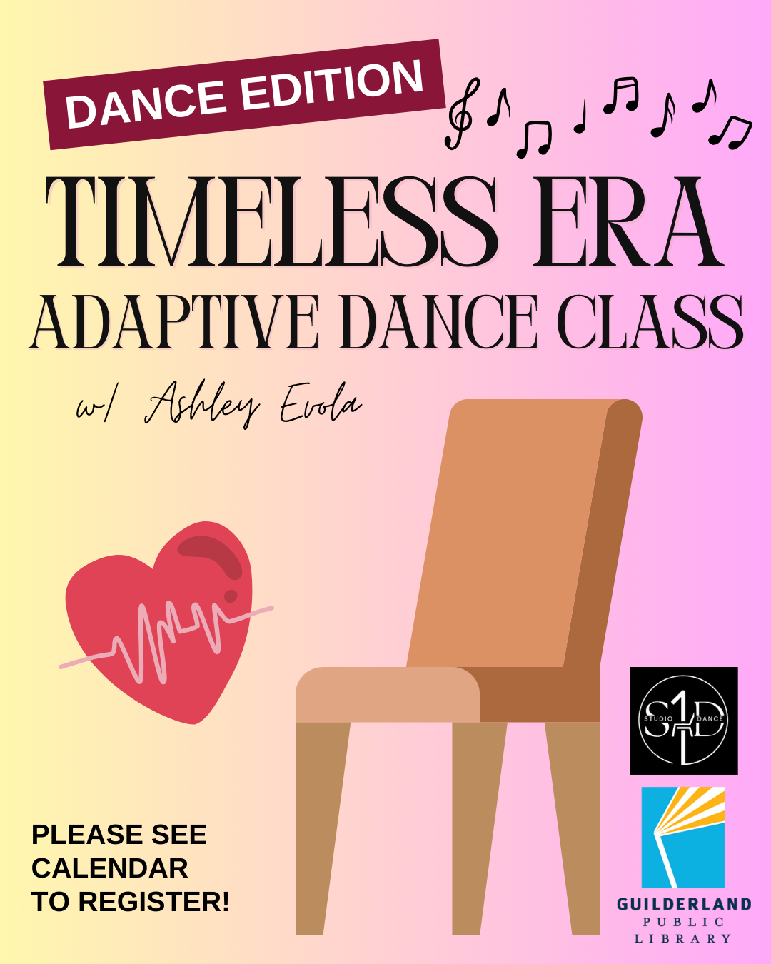 chair with heartbeat and music notes dance edition chair exercise