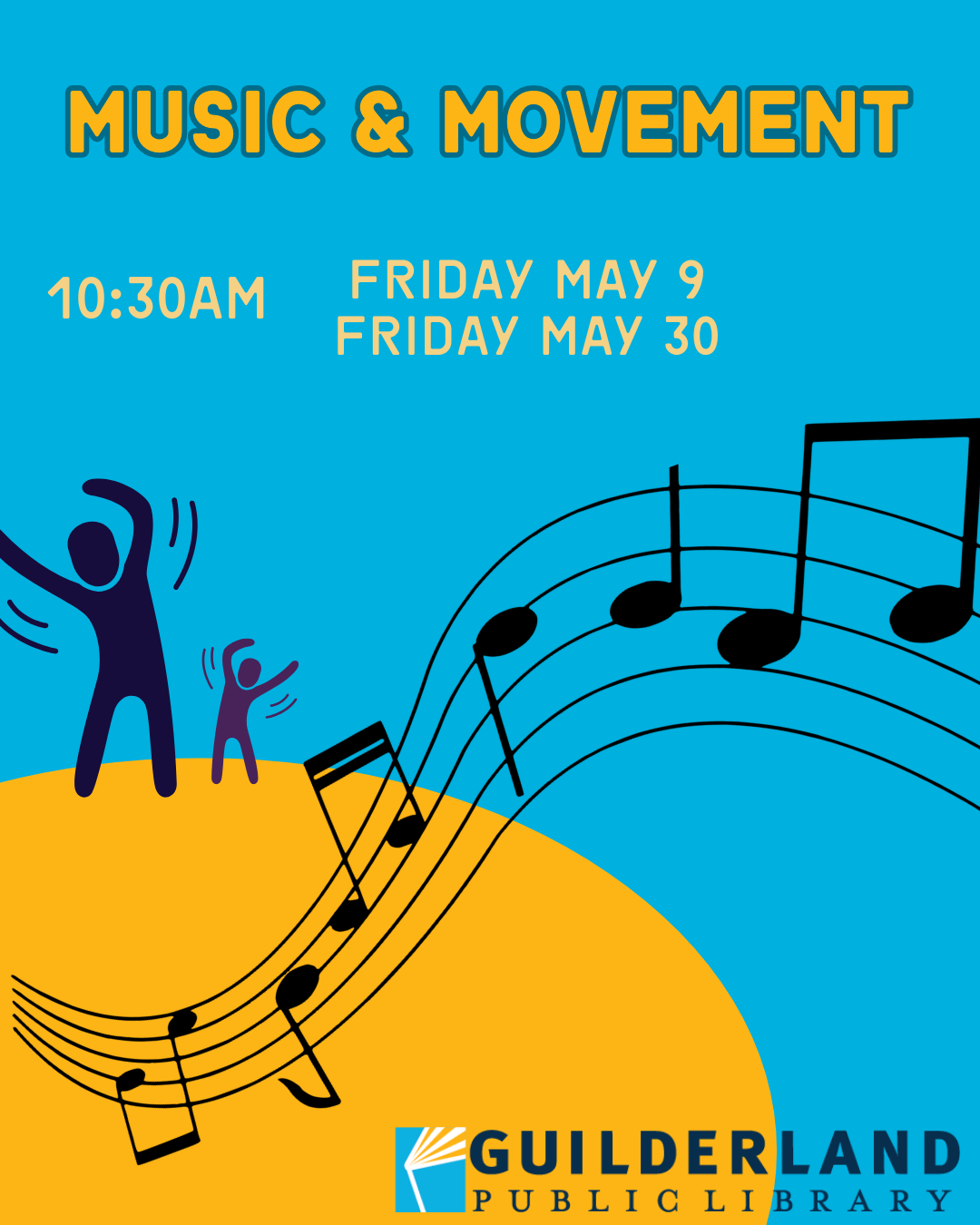 Figures dancing with musical notes