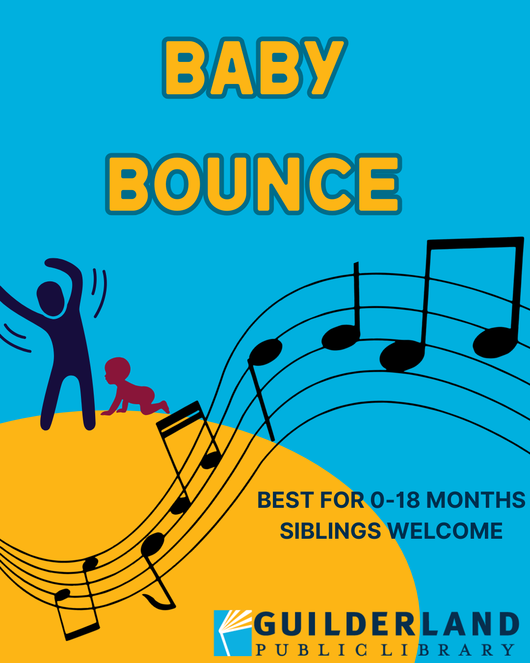 Silhouettes dancing with musical notes