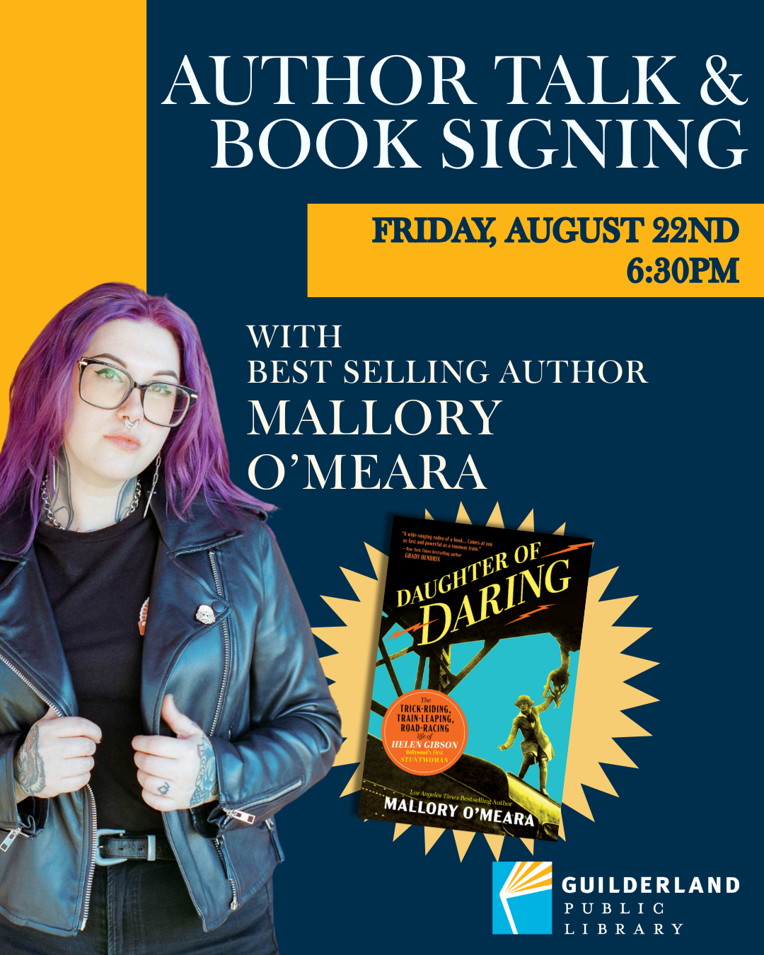 Photo of Mallory O'Meara and her book Daughter of Daring