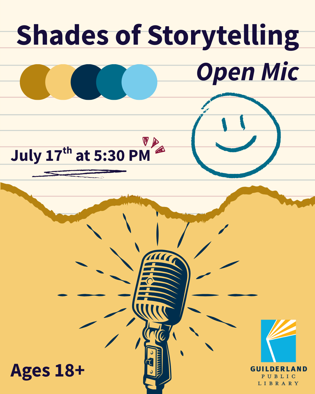 Shades of Storytelling: Open Mic; July 17th at 5:30PM; Ages 18+