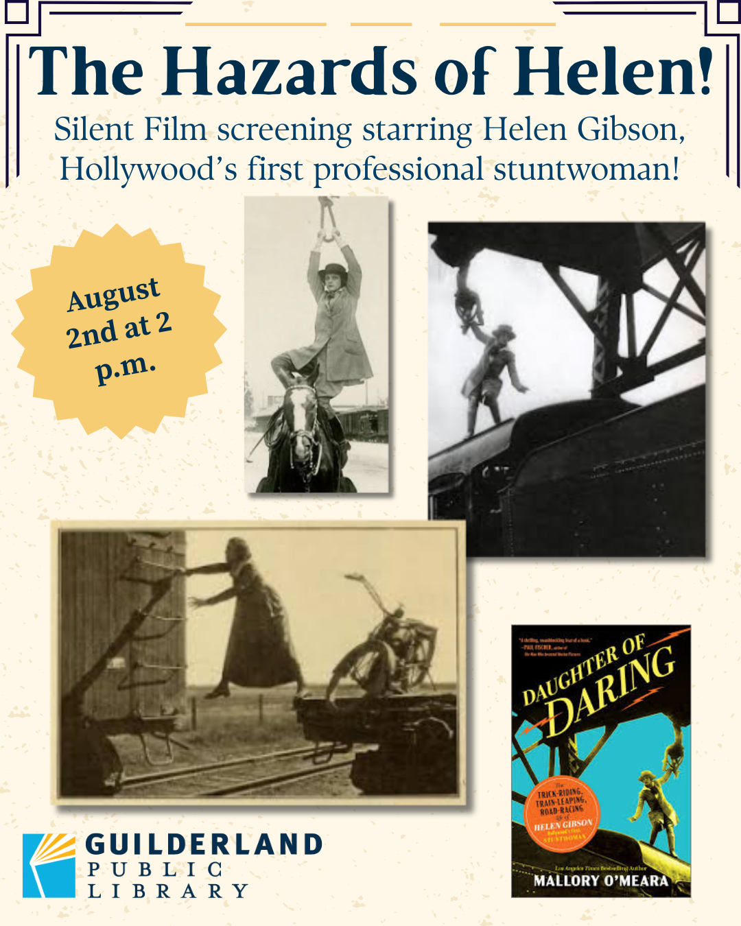 collage of photos from the hazards of helen silent film