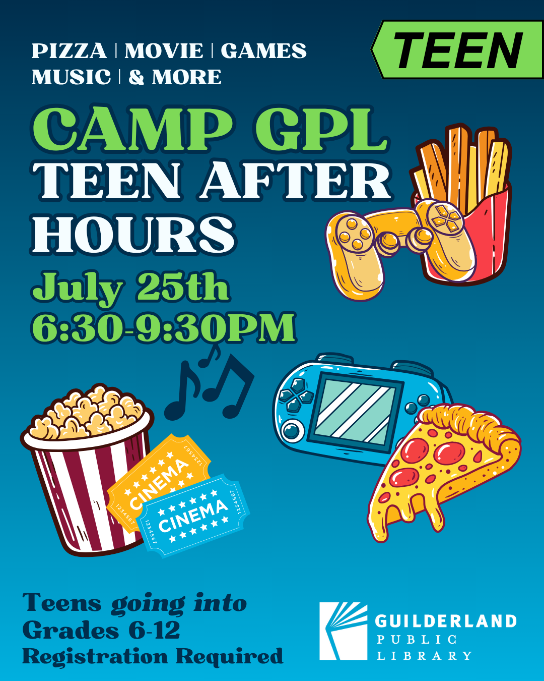 Teen After Hours events Friday July 25th