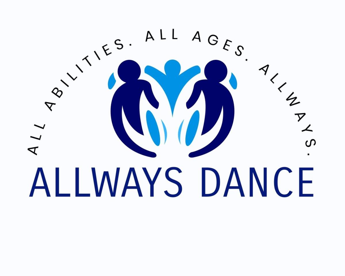 All Abilities All Ages Allways Allways Dance outline of people in blue
