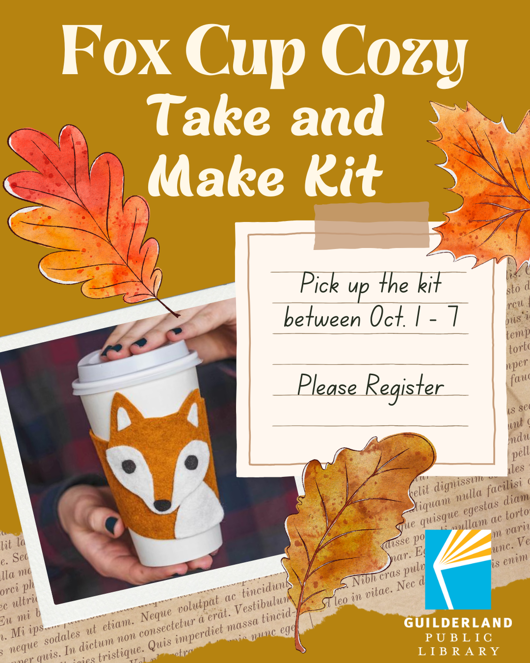 Pick up the kit between October 1 and 7