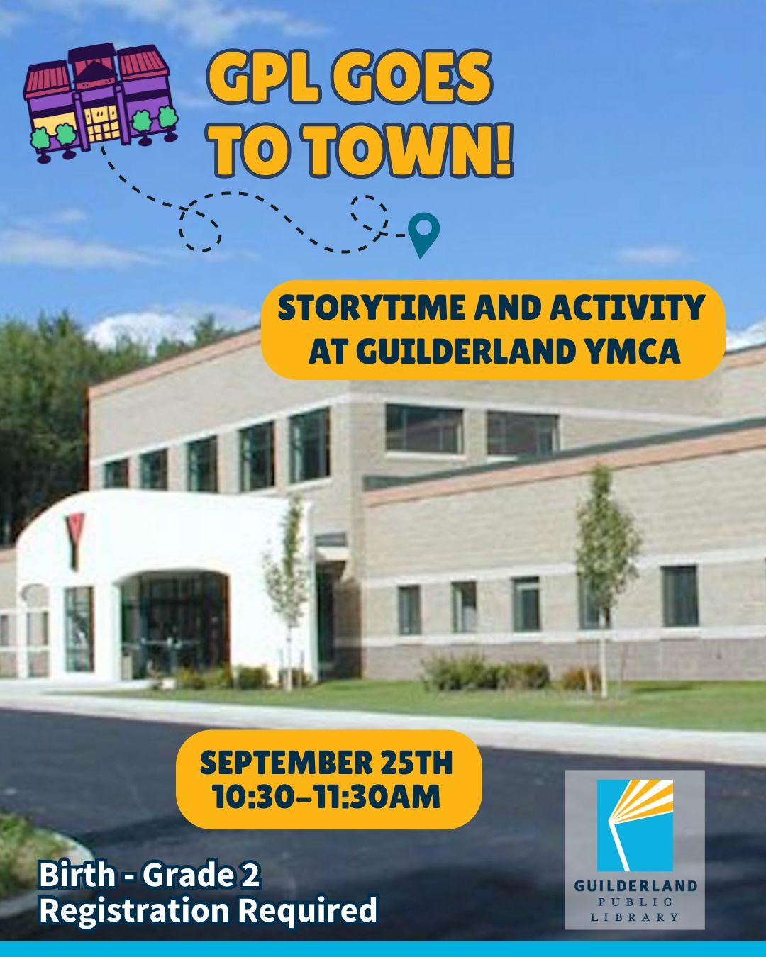 Icon of GPL over photo of Guilderland YMCA