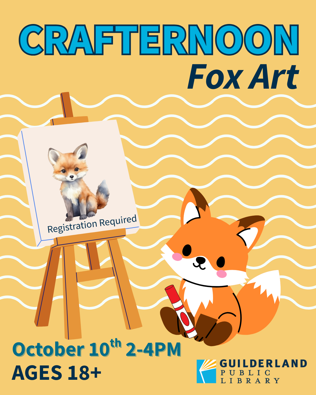 Cartoon fox holding a marker
