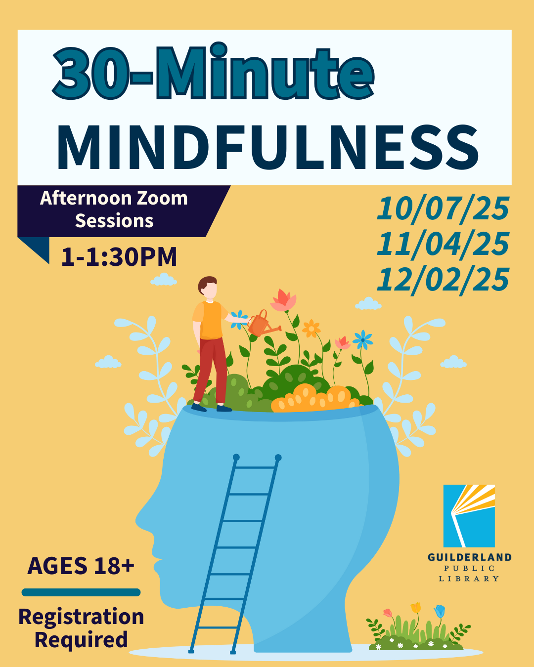 A graphic of a human head with plants growing out of it in an inspirational fashion