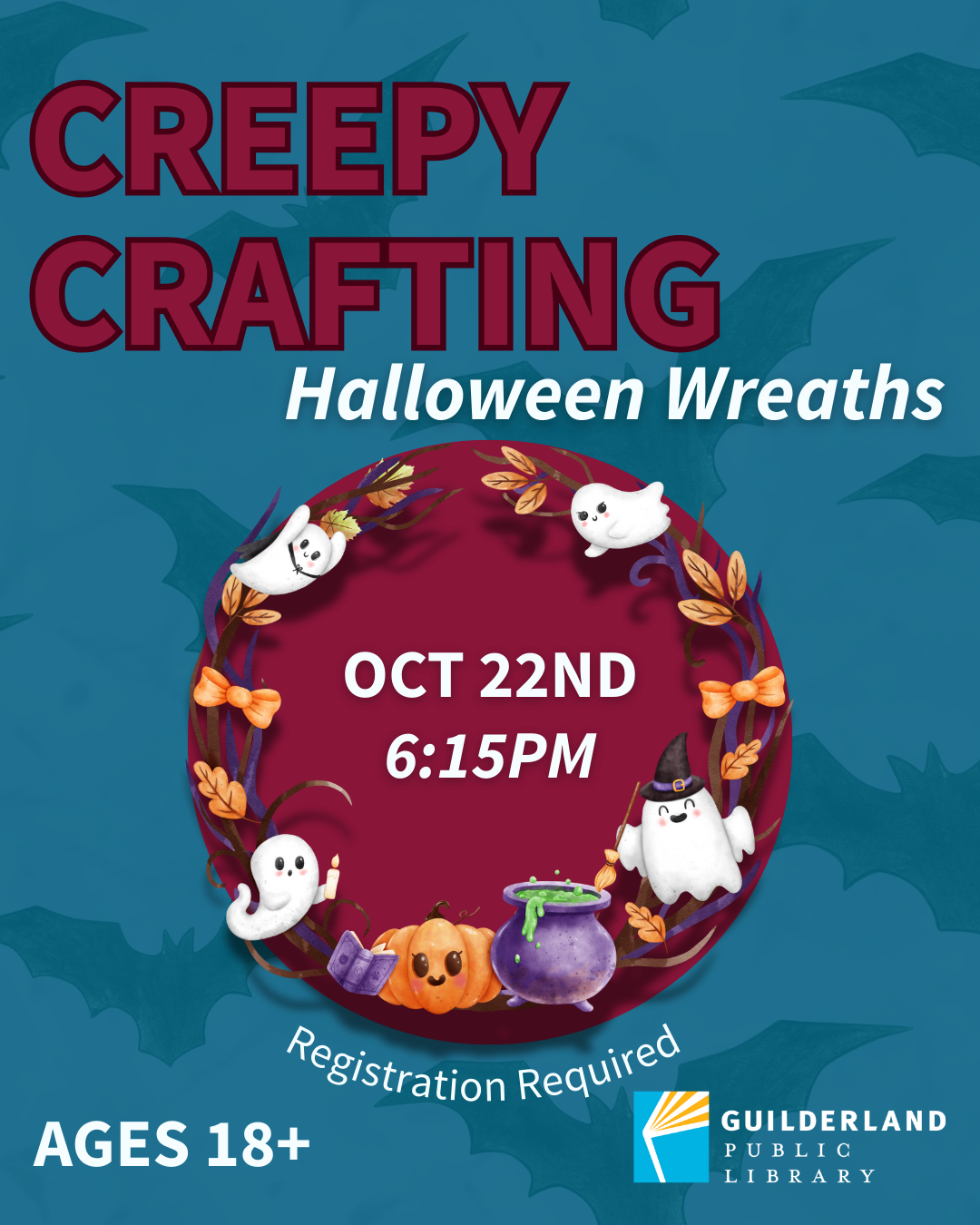 Image of a cartoonish Halloween wreath decoration