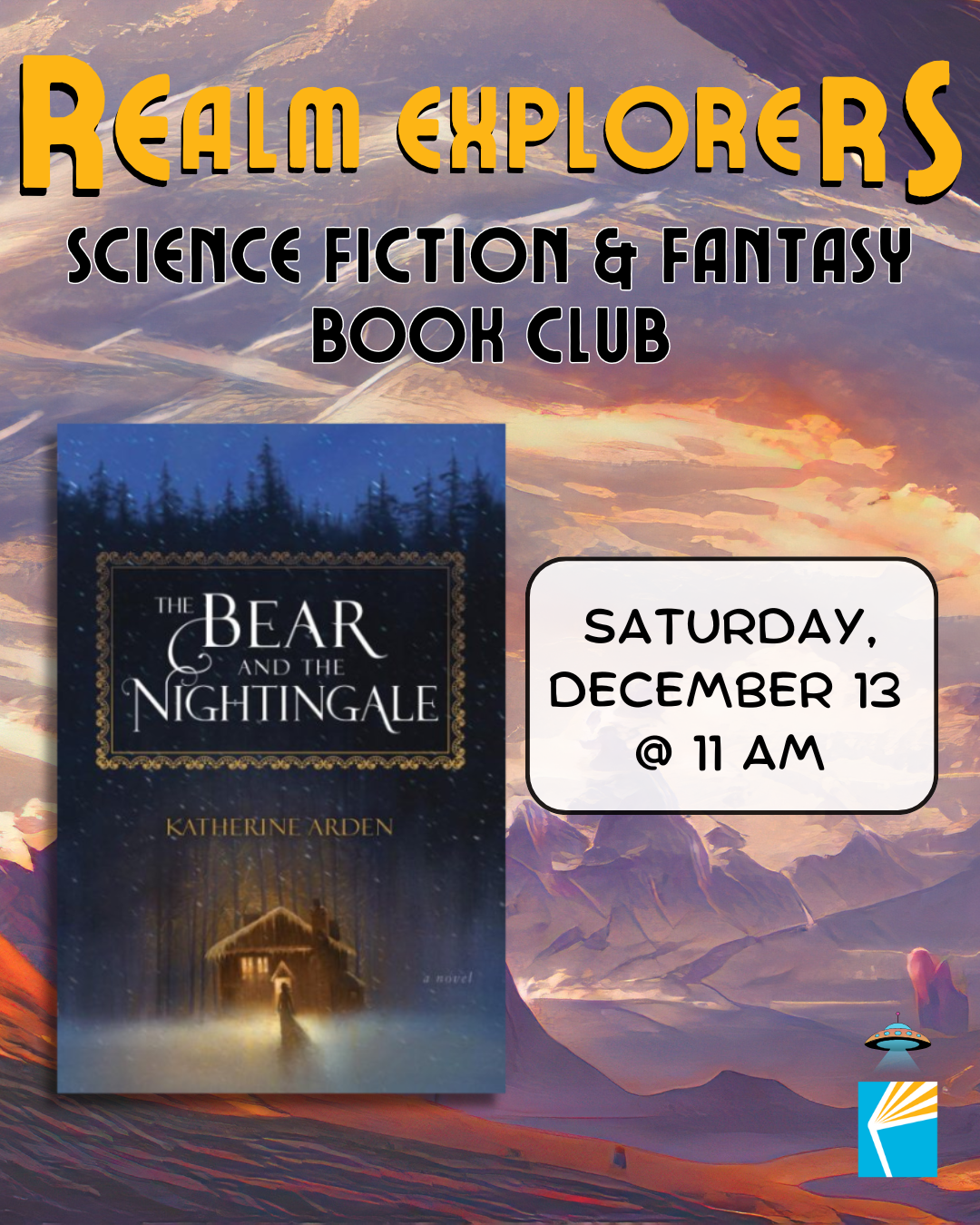 Realm Explorers Book Club meeting Saturday December 13 at 11 AM