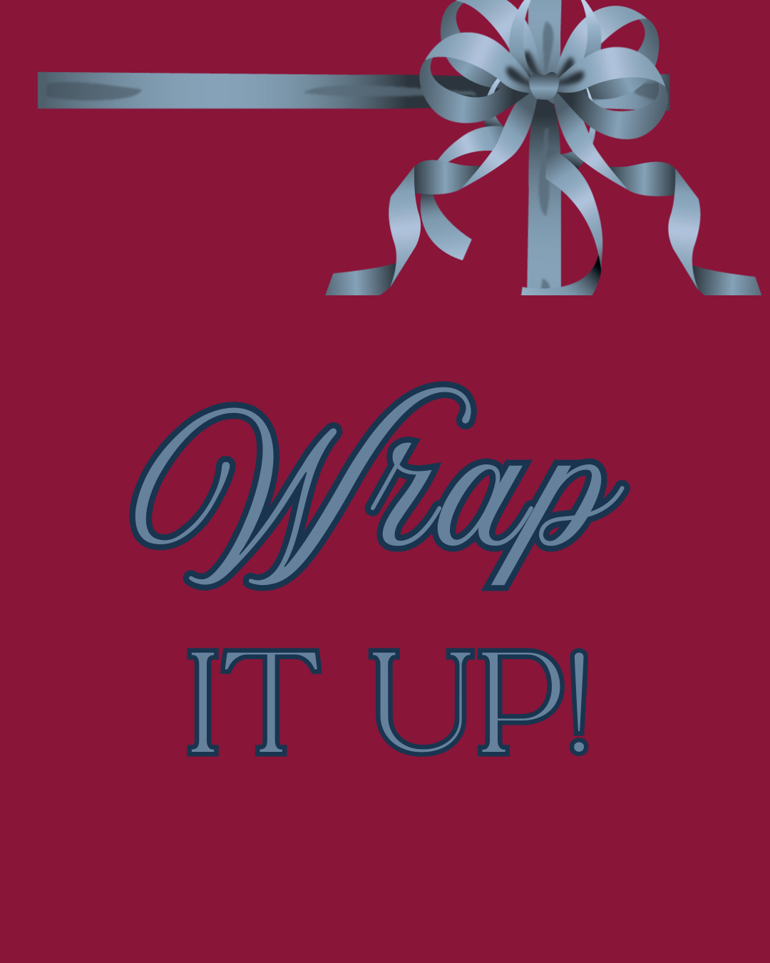red background silver bow Wrap It Up in gray