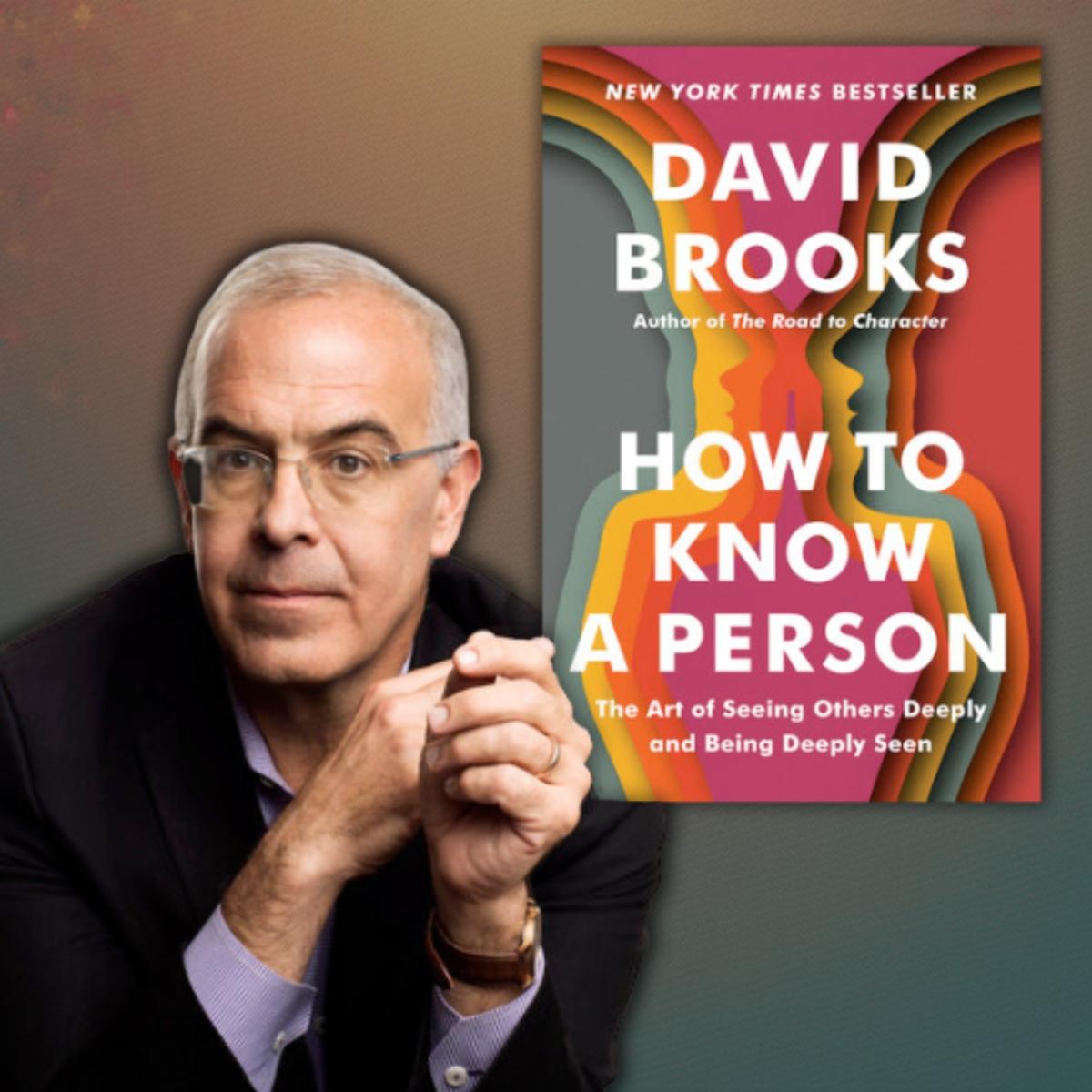 Photo of author David Brooks alongside the cover of his book 'How To Know A Person'